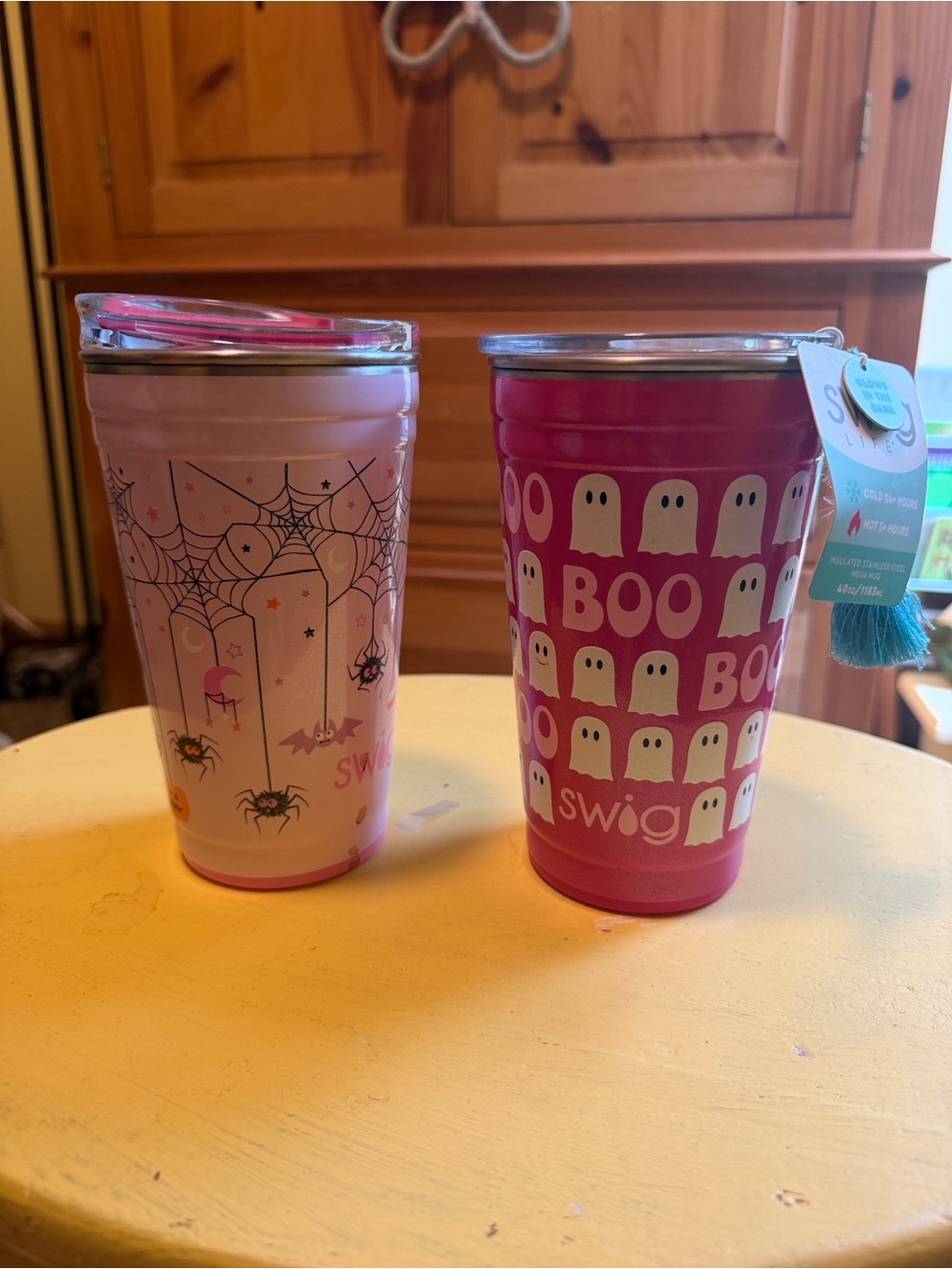 Swig Pink Halloween Ghost & Spider Insulated Travel Tumblers - Set of 2